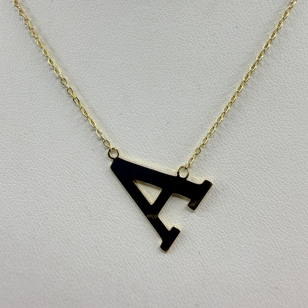 Gold Tone Initial A Letter Pendant Necklace Minimalist Dainty Layering Jewelry